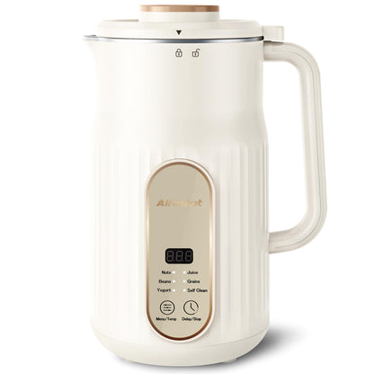Nut Milk Maker, AlfaBot N2 Automatic Almond Milk Machine for Homemade Plant-Based Milk, Oat, Soy, Yogurt, 5 Modes/35OZ Big Capacity Soy Milk Maker with Delay Setting and Self Cleaning (Cream)