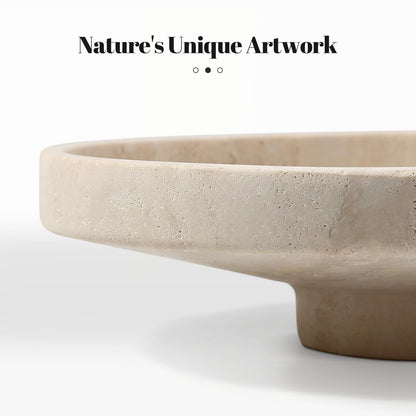 Koville Natural Travertine Fruit Bowl for Kitchen Counter – Decorative Stone Serving Marble Bowl for Fresh Fruits, Snacks, and Home Decor Centerpiece
