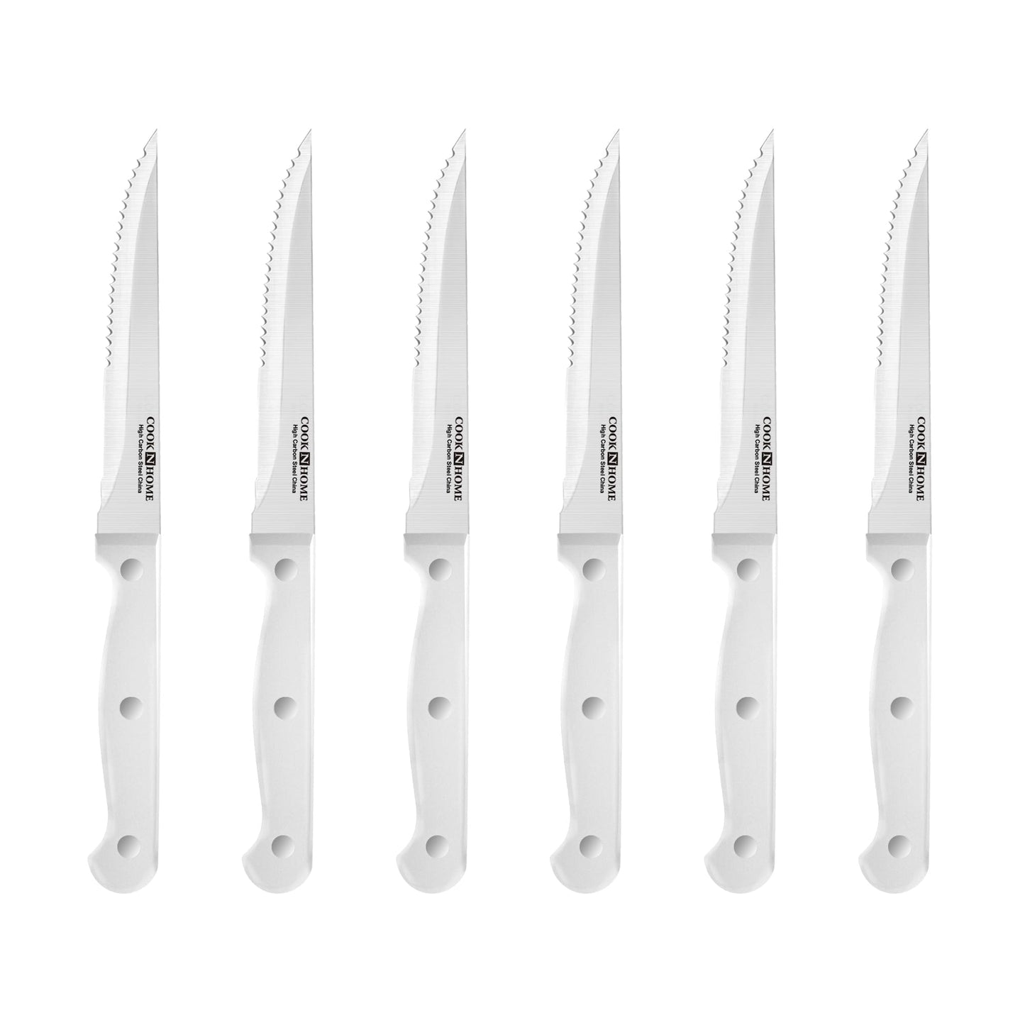 Cook N Home Kitchen Knife Set with Bamboo Storage Block 15-Piece, High Carbon Stainless Steel Blade, White