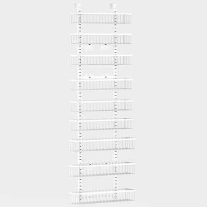 Moforoco 9-Tier White Over The Door Pantry Organizer, Pantry Organization and Storage, Black Hanging Basket Wall Spice Rack Seasoning Shelves, Home & Kitchen Bedroom Bathroom House Essentials
