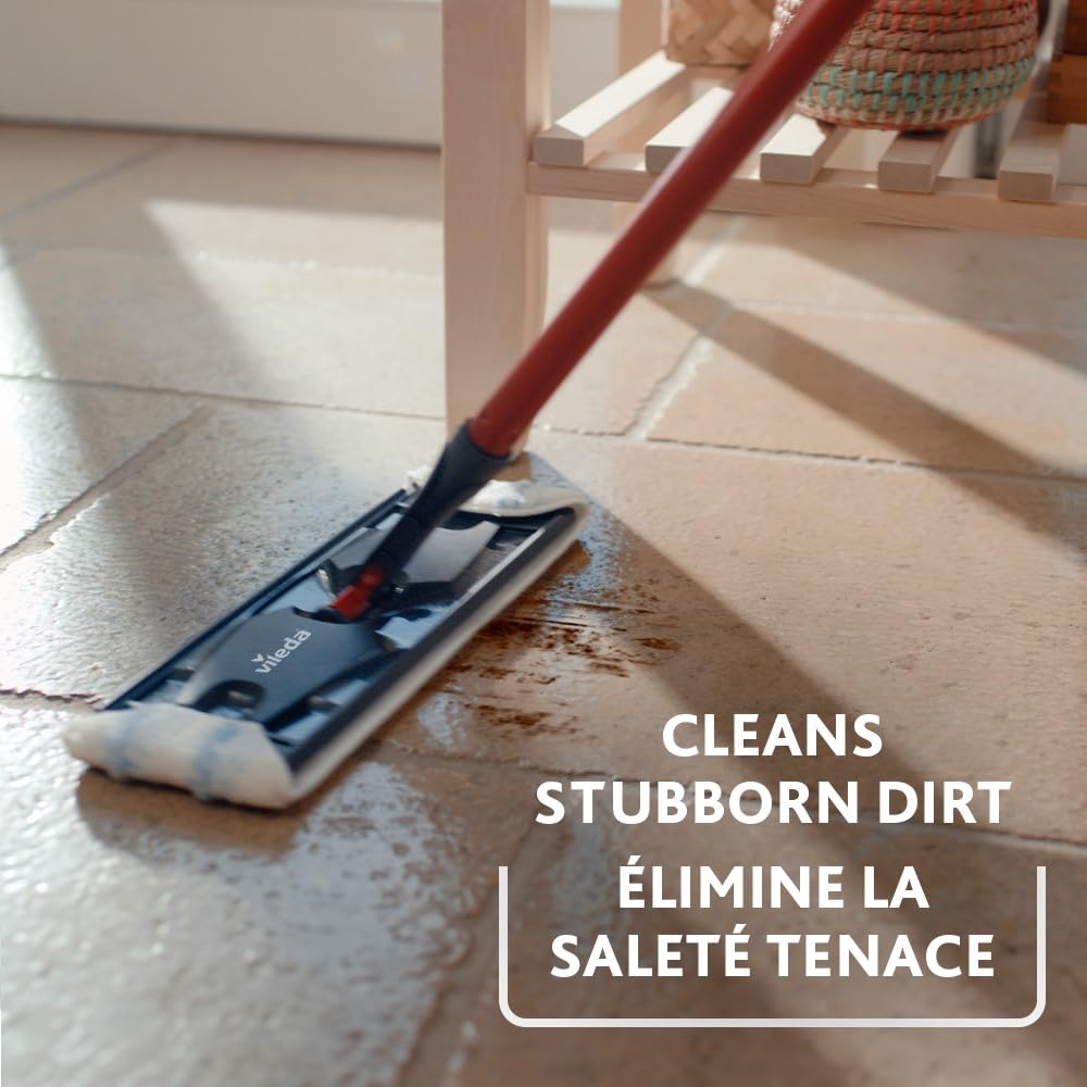 Vileda H2prO Flat Mop & Bucket Set, Clean/Dirty Water Separation, Reusable Microfiber Head, Safe on All Floors