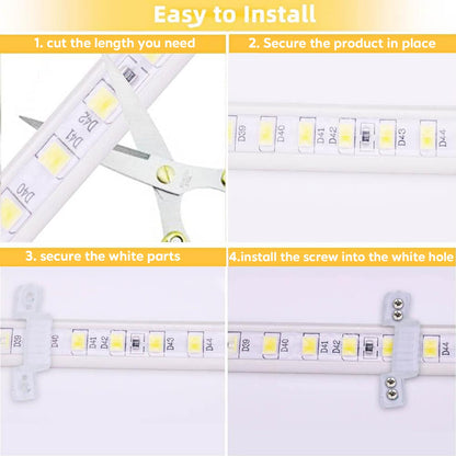 pcningled Outdoor LED Strip Lights Waterproof 32.8FT AC 110V Flexible LED Rope Lights Cool White 6000K 120V Cuttable LED Lights SMD 5730 120LEDs/m for Bedroom Wall Kitchen Cabinets Home Decor