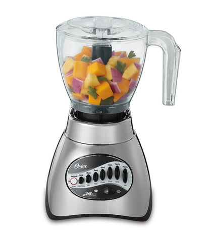 Oster Classic Series 16-Speed Blender with Food Chopper & 5-Cup Glass Jar, Countertop Kitchen Blender, Brushed Nickel