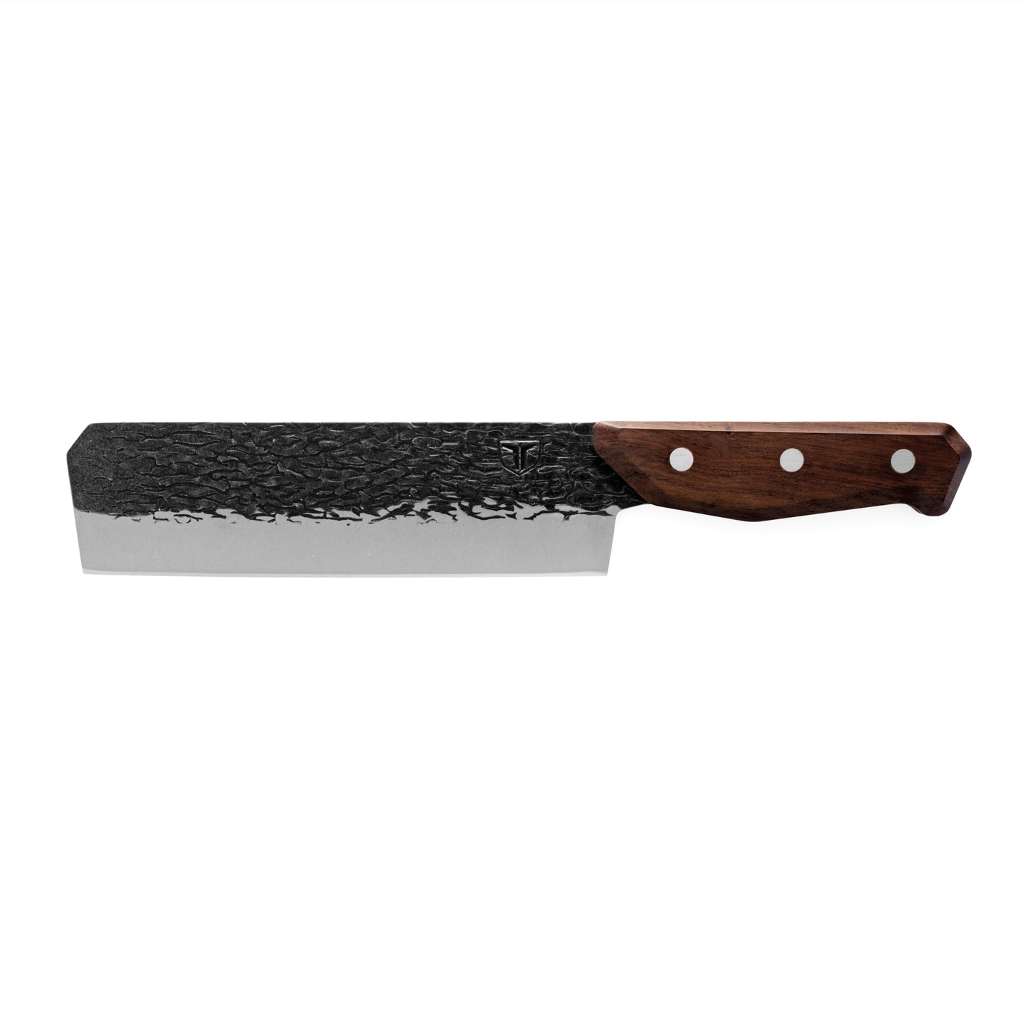 TRUE PrimalForge Nakiri Knife | Precision Cutting, Vegetable Cutlery, Home & Professional Knife, Rugged Stonewash Finish, Sharp 5Cr15MoV Stainless-Steel, Wood Handle, Hand Forged Appearance