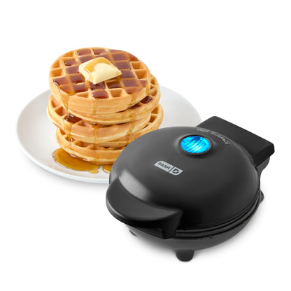 DASH Mini Waffle Maker, 4″ Nonstick Mini Waffle Iron, Quick Heat-Up, Compact & Easy to Use (Black)