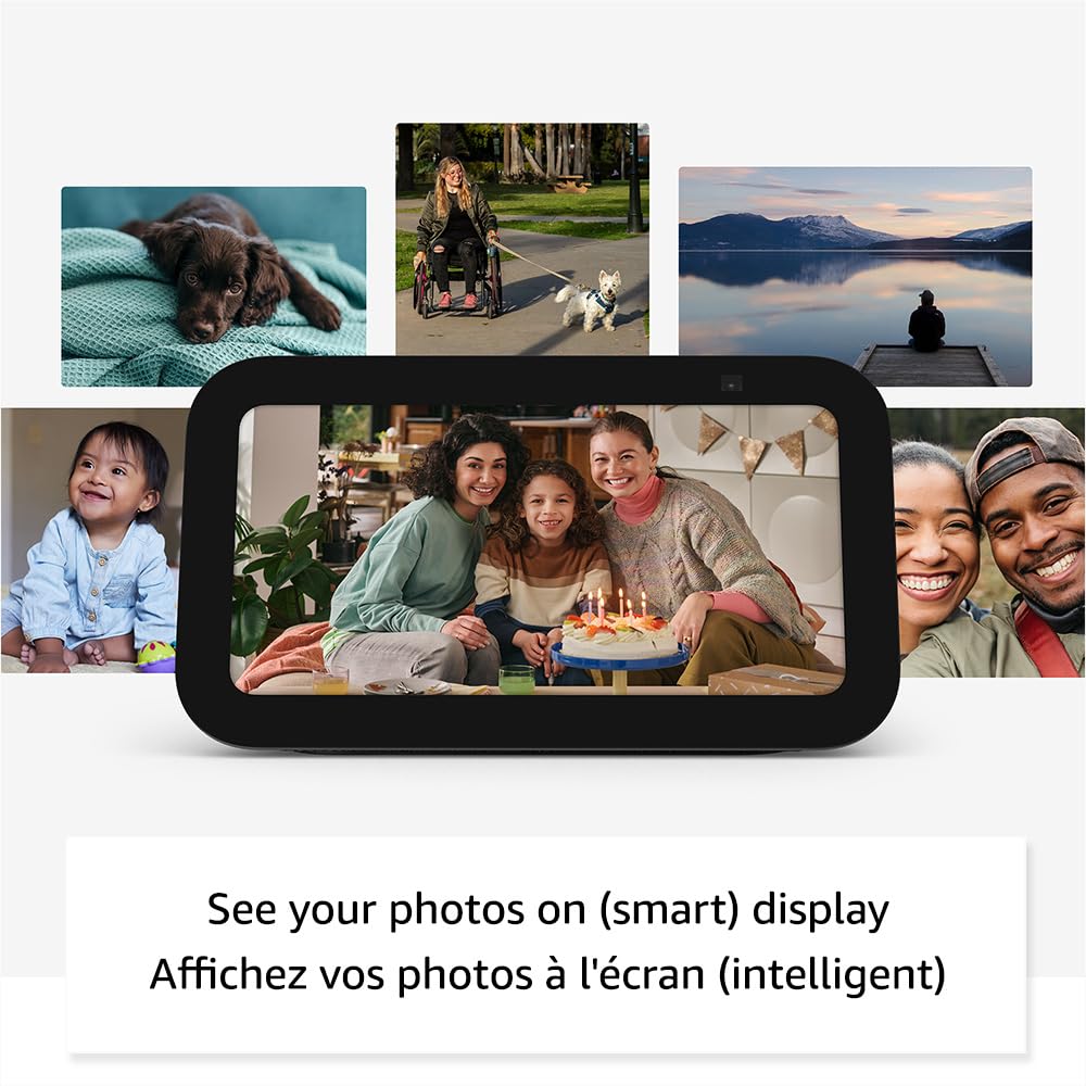 Amazon Echo Show 5 (newest model), Smart display with deeper bass and clearer sound, Charcoal