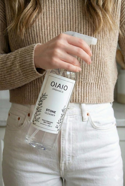 OIAIO Non-Toxic Kitchen Cleaner 3 Pack (Stone, Steel, Glass) - Natural Organic Ingredients that Truly Perform - Light Coconut, Tea Tree & Wood Scent