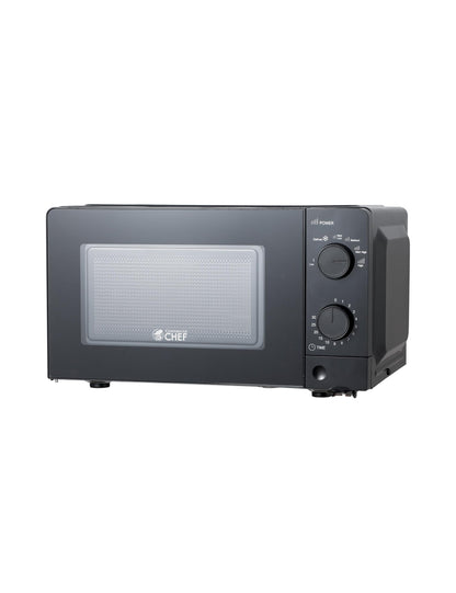 Commercial Chef 0.6 Cu. Ft. Countertop Microwave Oven, Mechanical Dial Controls, 700W, Pull Handle Door, 6 Power Levels, CHM660B, Black