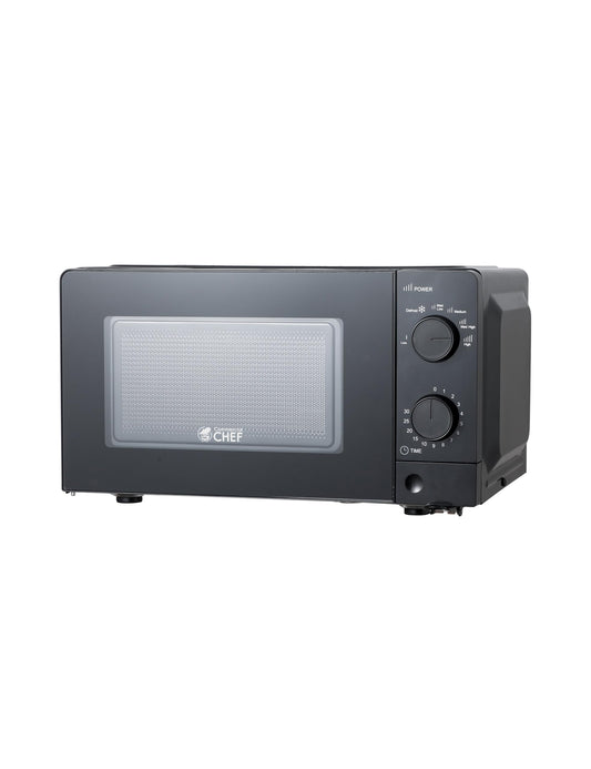 Commercial Chef 0.6 Cu. Ft. Countertop Microwave Oven, Mechanical Dial Controls, 700W, Pull Handle Door, 6 Power Levels, CHM660B, Black