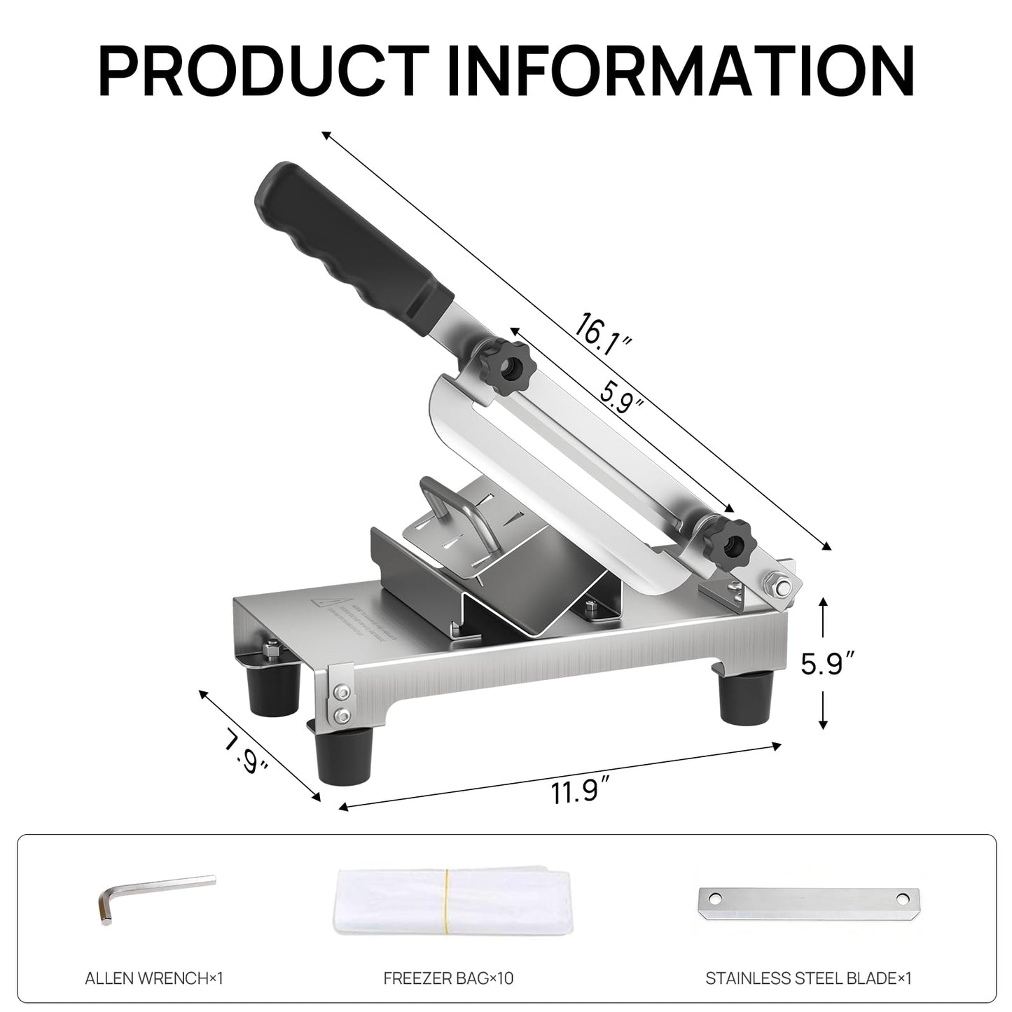 ARINOO Manual Frozen Meat Slicer,Stainless Steel Meat Cutter Beef Mutton Roll Bacon Sausage and Cheese Slicing Machine for Home Cooking,Food slicer BBQ,Salad,and Sandwich slicing easy to use