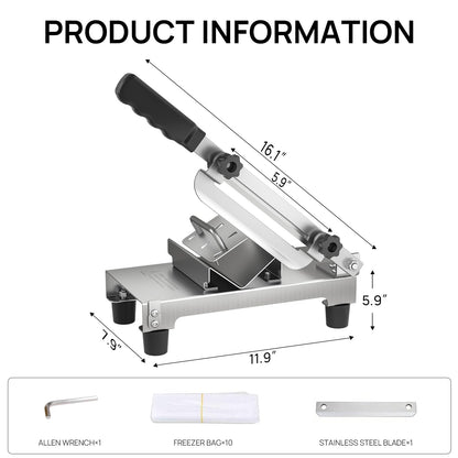 ARINOO Manual Frozen Meat Slicer,Stainless Steel Meat Cutter Beef Mutton Roll Bacon Sausage and Cheese Slicing Machine for Home Cooking,Food slicer BBQ,Salad,and Sandwich slicing easy to use