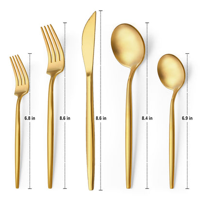 60-Piece Gold Silverware Set, Flatware Set for 12, Food-Grade Stainless Steel Cutlery, Includes Spoons Forks Knives, Kitchen Cutlery for Home Office Restaurant Hotel
