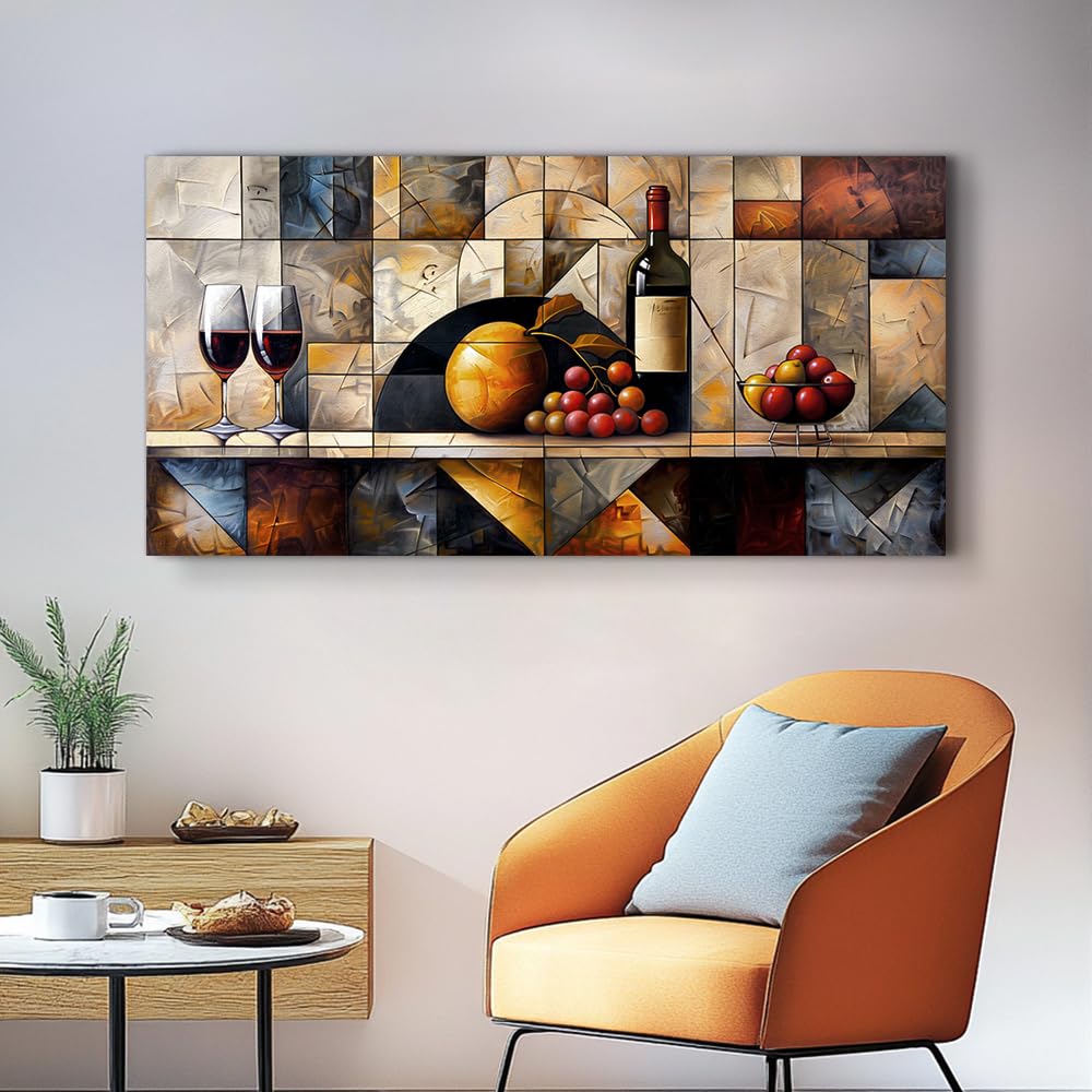 QIYILEXWART Canvas Wall Art For Living Room Wall Decor For Bedroom Kitchen Wall Decoration Wine Glass Landscape Painting Farmhouse Pictures Artwork Room Aesthetic Home Decor 20x40 In