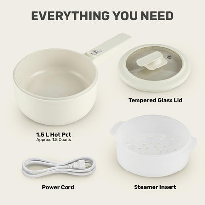 Ceramax PRO 2.5L Electric Hot Pot with Lid & Steamer, All in 1 Non Toxic Ceramic Cooker Skillet Hotpot and Deep Fryer Pot for Ramen, for Dorms, Camping, RVs, Adjustable Temp. - New Improved 2026 Model
