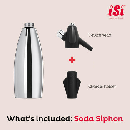 iSi North America Soda Siphon Classic Mesh Sodamaker for Making Carbonating Beverages, 1 Quart, Stainless Steel,Silver