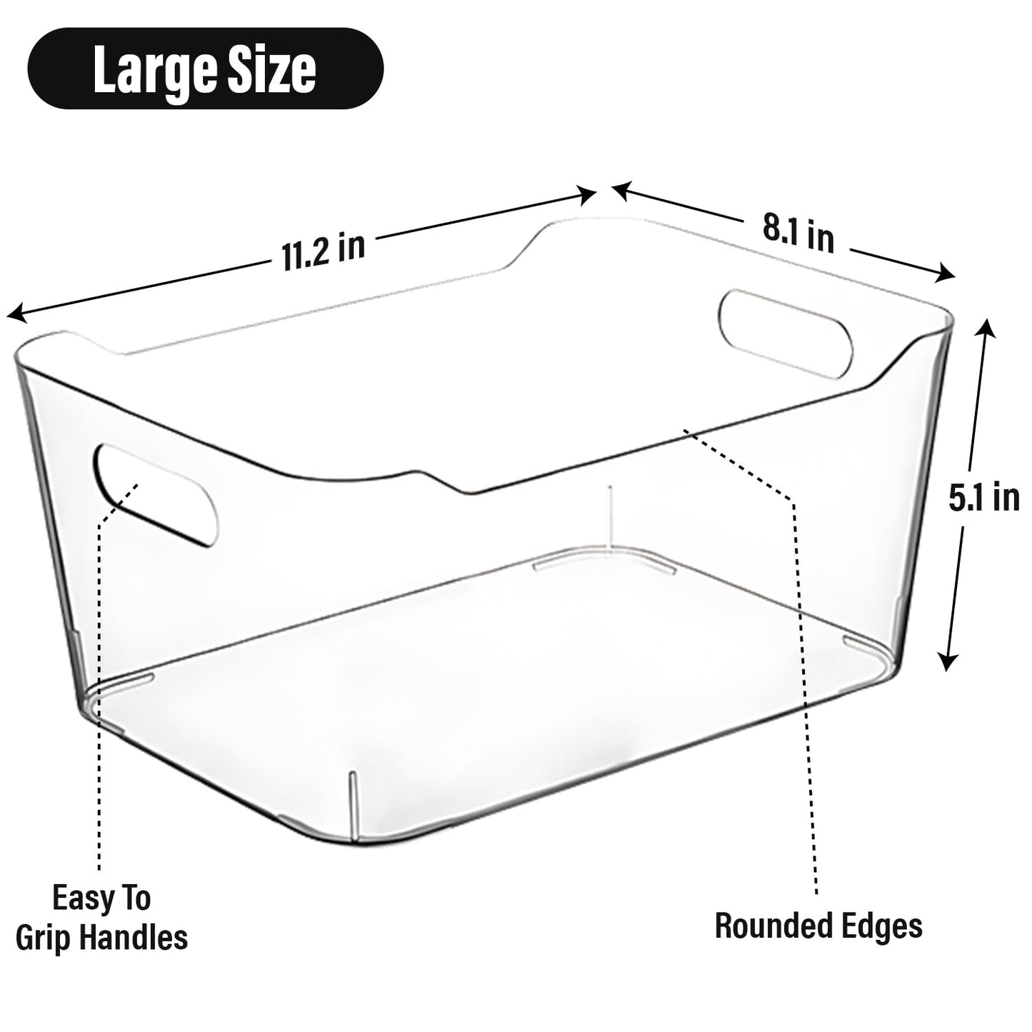 ShelfShaper Plastic Clear Storage Bins with Labels, Home Freezer Refrigerator Pantry Organizers and Storage Containers Fridge Organizer Bins Kitchen Organization Cabinet Medicine Bin for organizing