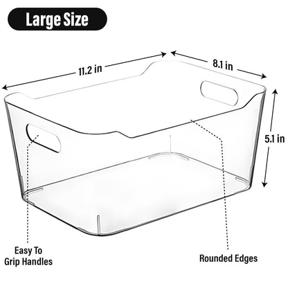 ShelfShaper Plastic Clear Storage Bins with Labels, Home Freezer Refrigerator Pantry Organizers and Storage Containers Fridge Organizer Bins Kitchen Organization Cabinet Medicine Bin for organizing
