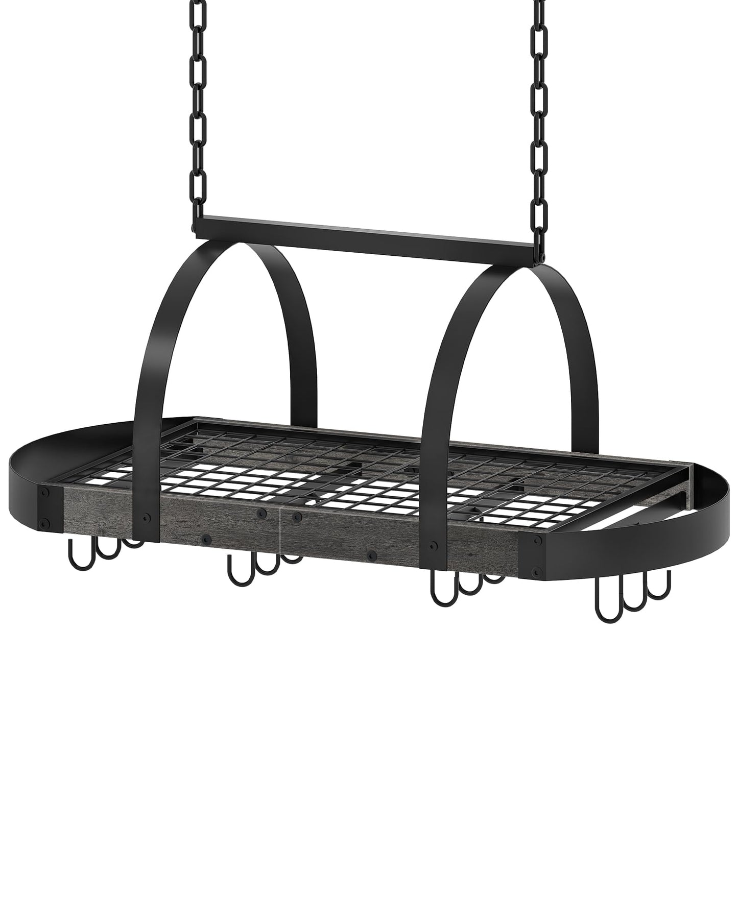 CHOEZON Hanging Pot Rack, Pot Hanger for Kitchen, Ceiling Mounted Pot Holder, Cookware Organizer with 12 S-Shaped Hooks, for Pot, Pan Storage, Space-Saving, Charcoal Black and Black TPR08BCC1