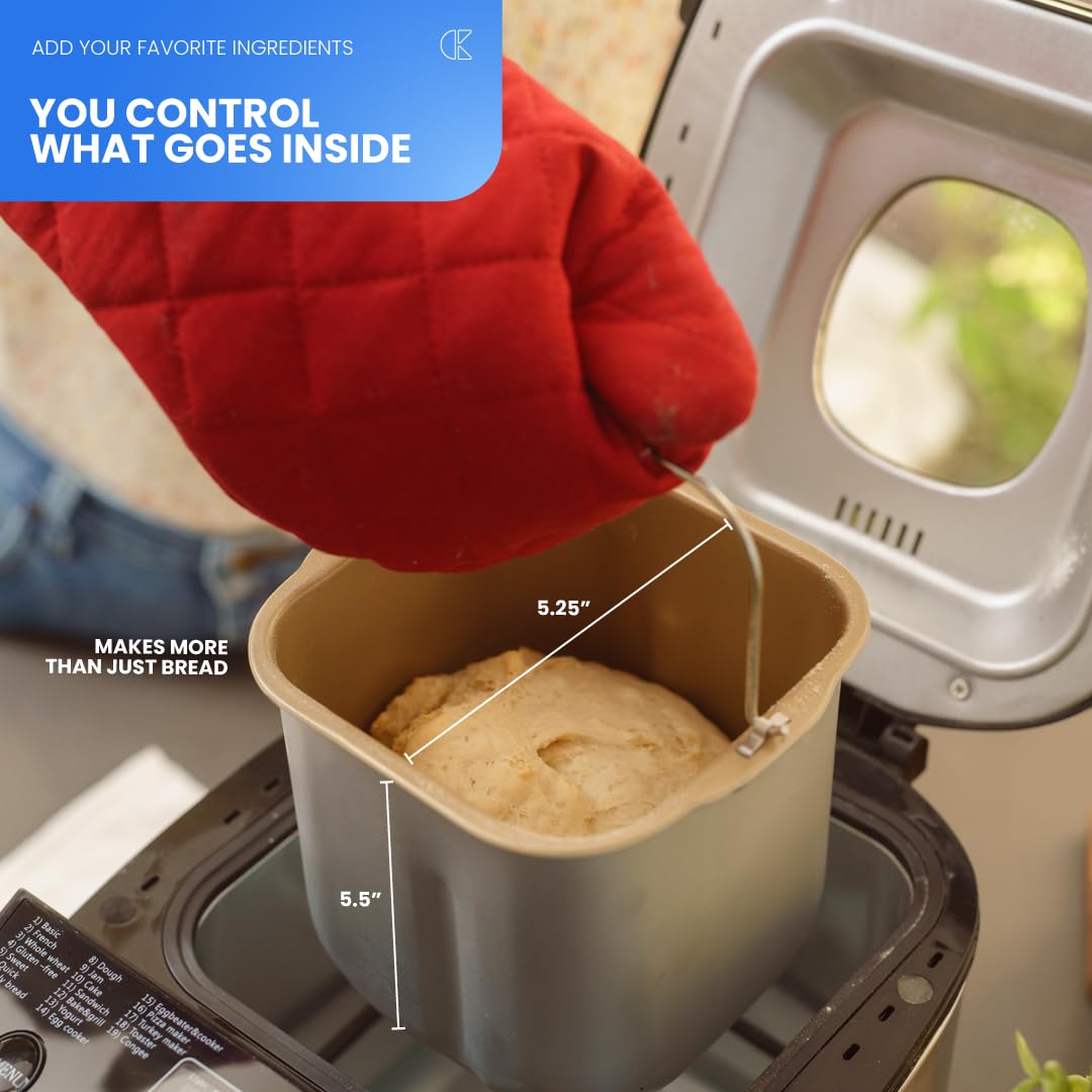 Automatic Bread Maker with Multiple Settings | Compact Bread Machine with Viewing Window and Adjustable Crust Control | Easy Home Bread Maker by Collier Kitchen