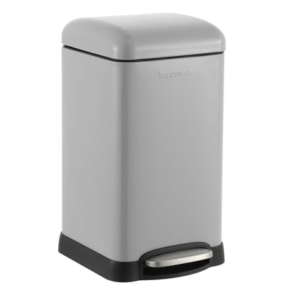 happimess HPM1012E Betty Retro Mini 3.2-Gallon Step-Open Trash Can, Fingerprint Resistant, Modern, Minimalistic for Home, Kitchen, Laundry Room, Office, Bedroom, Bathroom, Fog Gray