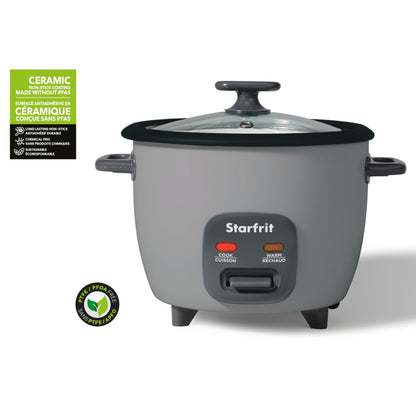 Starfrit 10-Cup Electric Rice Cooker, Ceramic Non-Stick, PFAS-Free, 400W, Includes Steamer Basket & Accessories