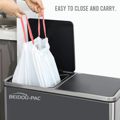 BEIDOU-PAC 8-10 Gallon Trash Bags Drawstring, 600 Count, White & Unscented Garbage Bags Multi-purpose for Business Home Bathroom Kitchen Commercial and Industrial