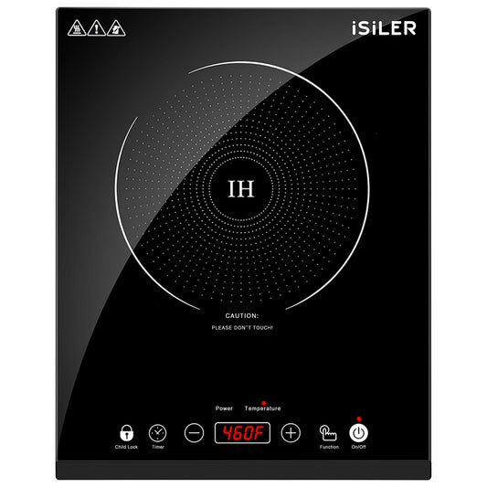 Portable Induction Cooktop, iSiLER 1800W Sensor Touch Electric Induction Cooker Hot Plate with Kids Safety Lock, 6.7" Heating Coil, 18 Power 17 Temperature Setting Countertop Burner with Timer