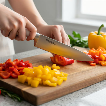 Fikshot 14-Piece Knife Set – German High Carbon Stainless Steel, Professional Chef Knives with Block & Sharpener, Elegant White, Dishwasher-Safe, Modern Kitchens, Rental Homes, Gift for Chefs