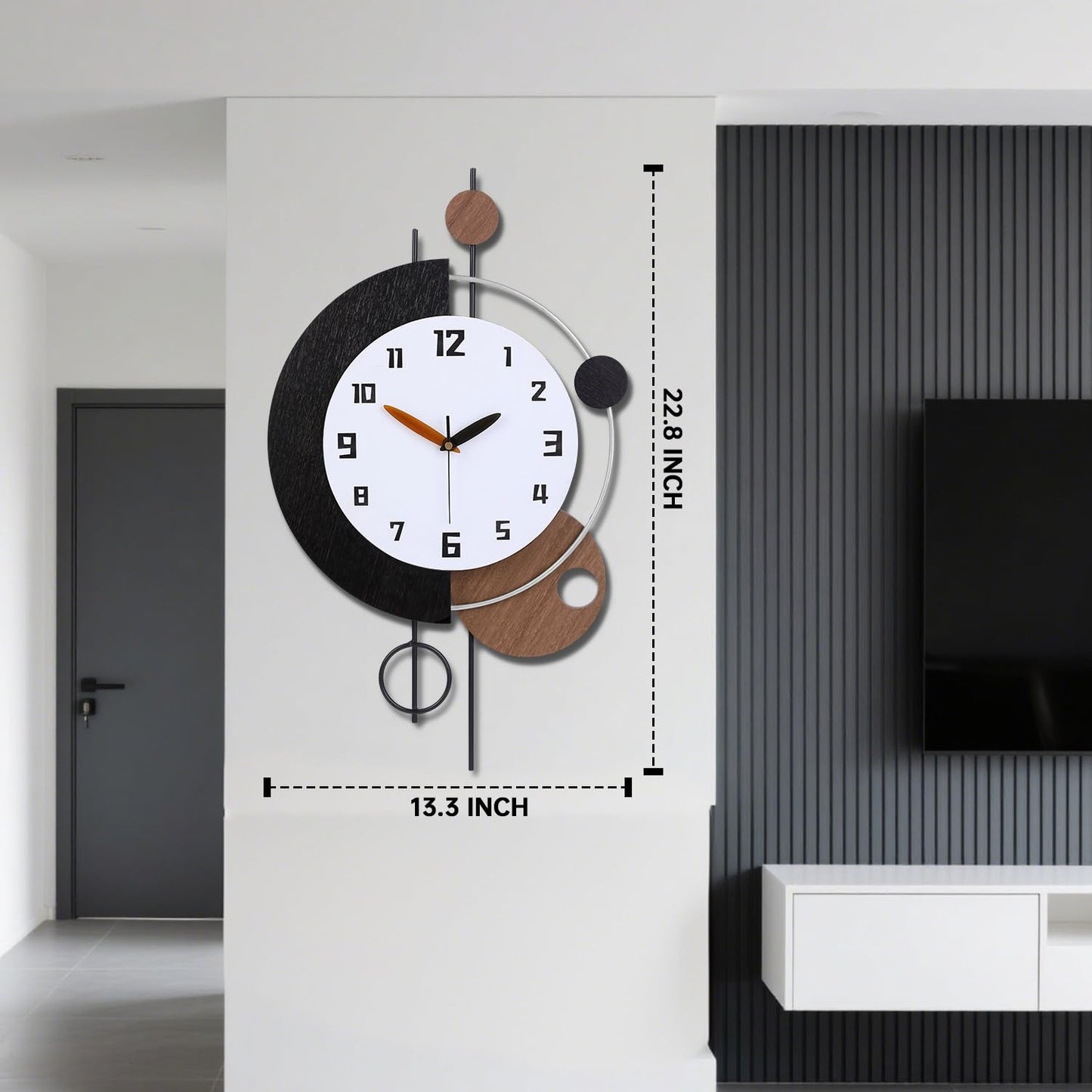 QWANPET Large Wall Clocks for Living Room,Silent Non-Ticking Quartz Battery Operated,Modern Decorative Wall Clock for Kitchen Bathroom Bedroom Home Wall Decor,13x28inch