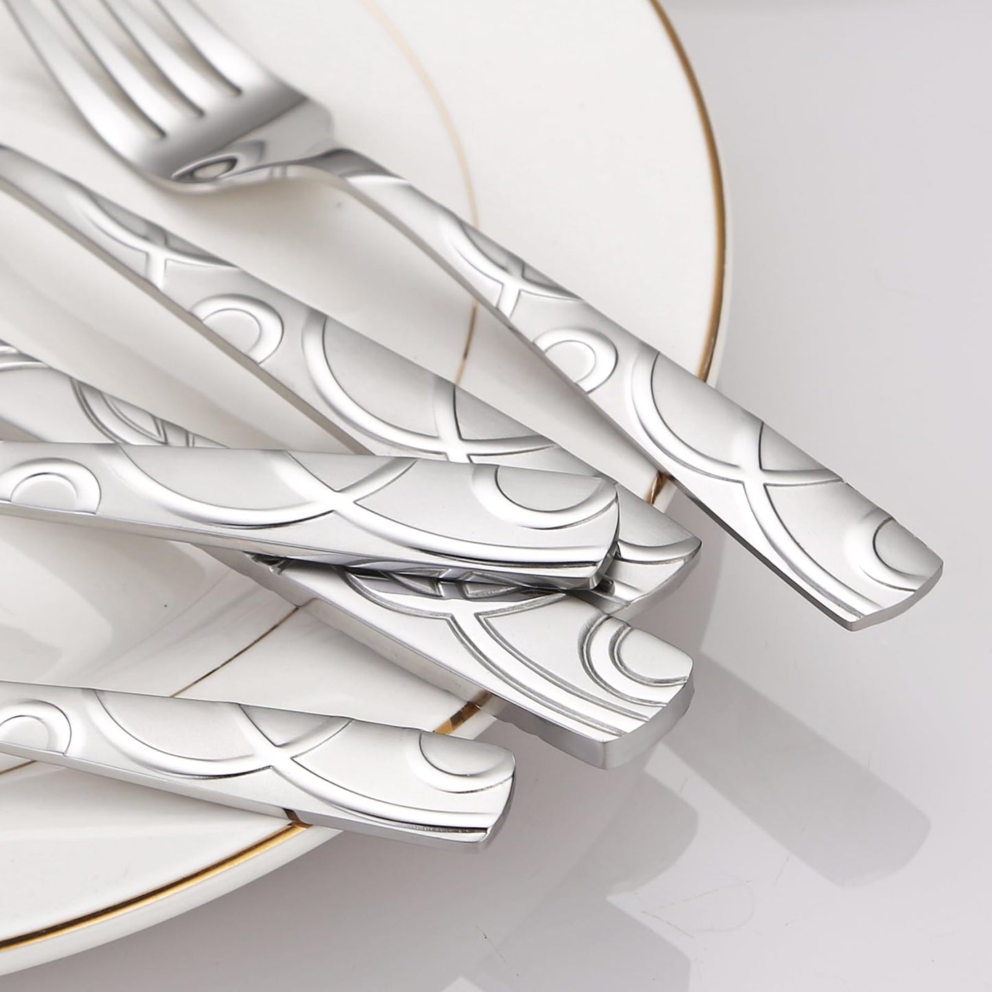 40PCS Silverware Set Service for 8, Premium 18/0 Stainless Steel Cutlery Set, Mirror Polished Flatware, Modern Kitchen Eating Utensils for Home, Restaurant, Wedding, Party