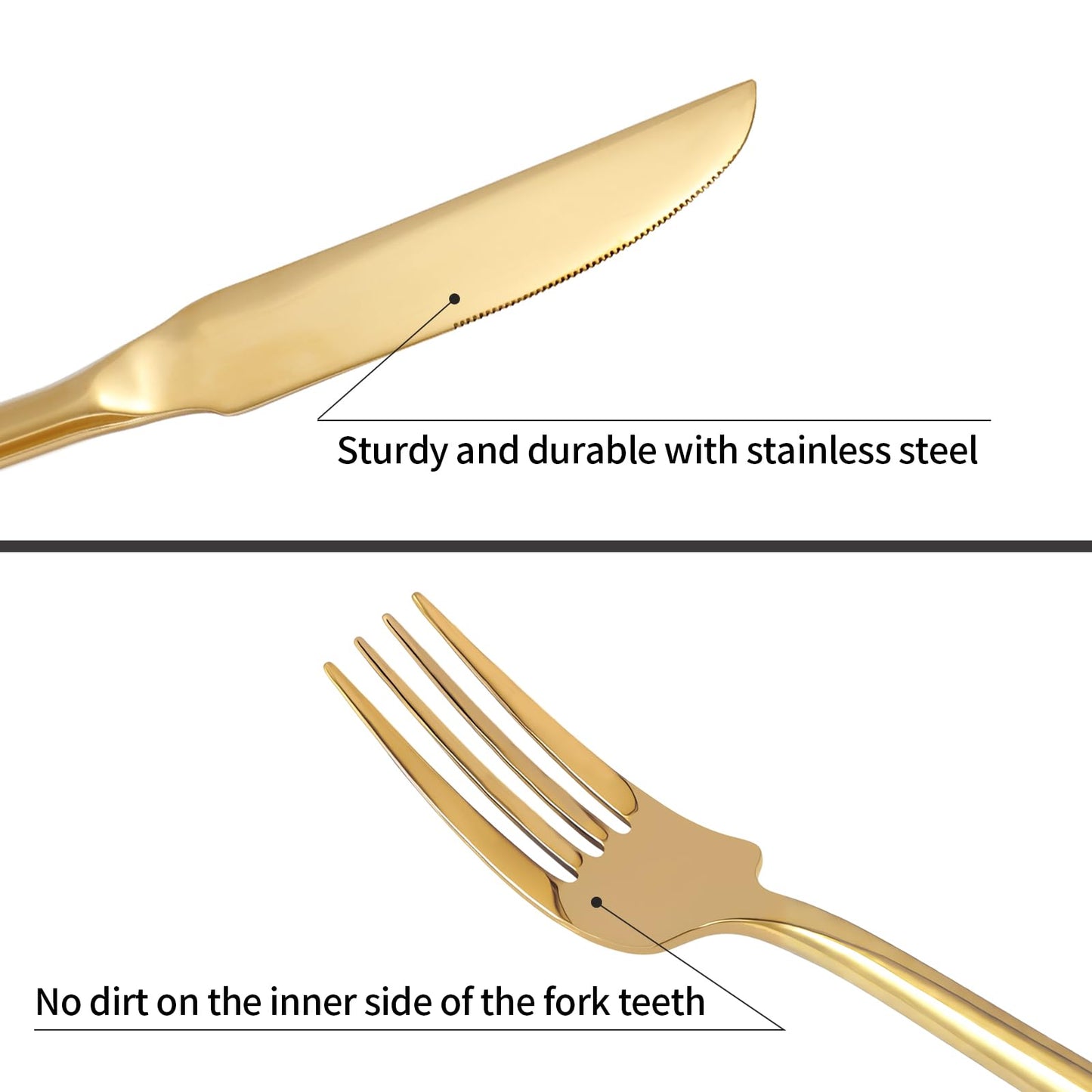 Kelenfer Gold Silverware Set Flatware Set Stainless Steel Cutlery Set Hexagon Handle Home Kitchen Daily Use 30 Pieces Service for 6