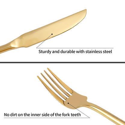 Kelenfer Gold Silverware Set Flatware Set Stainless Steel Cutlery Set Hexagon Handle Home Kitchen Daily Use 30 Pieces Service for 6
