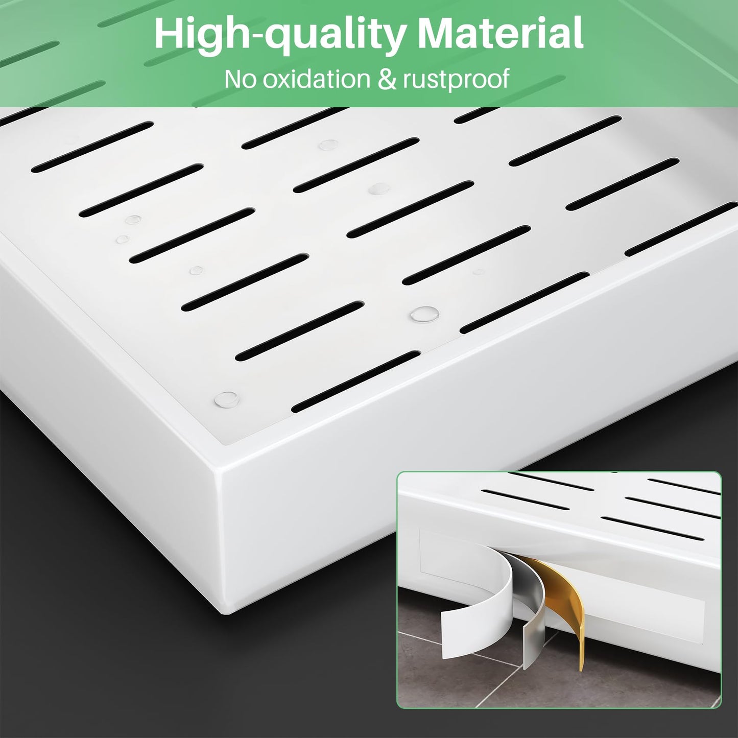 Pull out Cabinet Organizer, 21"Deep, Heavy Duty Full-Extension Slide out Drawers for Kitchen Cabinets with Nano Adhesive, Roll Out Shelf Sliding Cabinet for Pots, Bathroom, Pantry, Under Sink, White