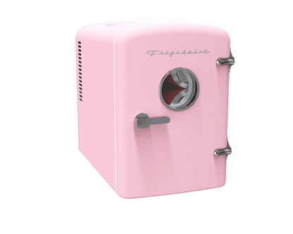 Frigidaire Retro 9-Can Mini Personal Fridge Portable Cooler for Car, Office, Bedroom, Dorm Room, or Cabin, 11.8" D x 7.1" W x 10.1" H, PINK