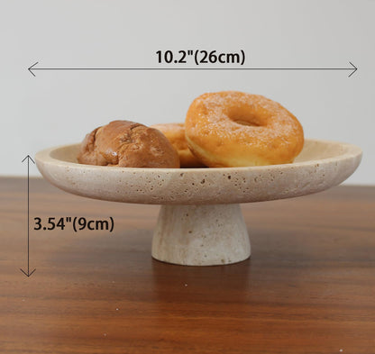 Nawgnail Natural Travertine Fruit Bowl for Kitchen Counter 10.2", Large Decorative Bowl Pedestal for Home Decor, Fruits Holder For Dining Table - Kitchen Organization