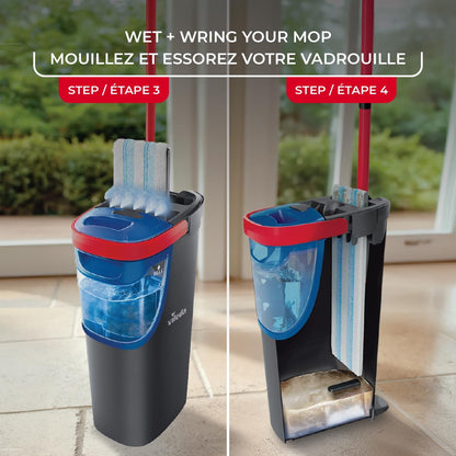 Vileda H2prO Flat Mop & Bucket Set, Clean/Dirty Water Separation, Reusable Microfiber Head, Safe on All Floors