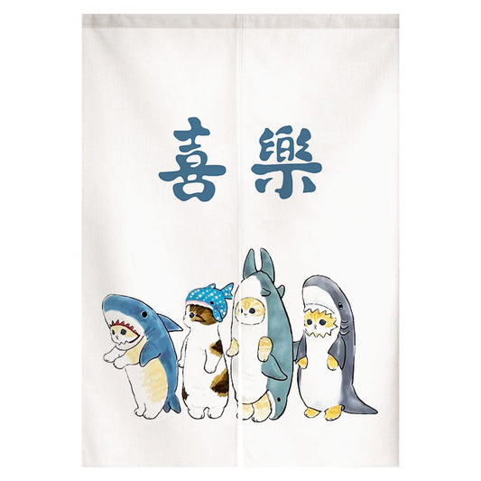 Guest Ruyunlai Japanese Noren Doorway Curtain Half Shading Curtain Home Decoration for Bedroom Bathroom Kitchen Japanese Style Doorway Curtain Medium Long White Shark cat 80cm X 150cm