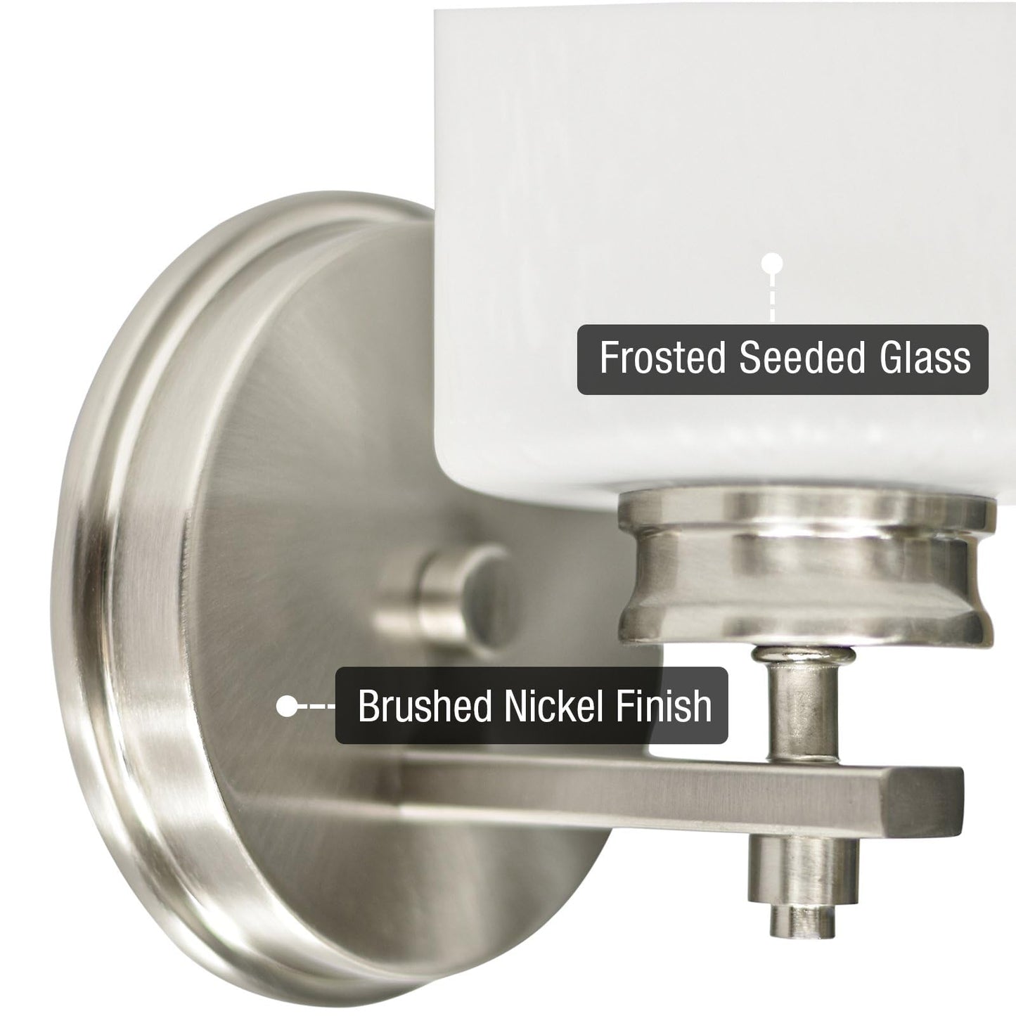 Kira Home Phoebe 8" Modern Wall Sconce with Frosted Seeded Glass Cylinder Shade, Industrial Silver Wall Light with Cylinder Glass Shade, Brushed Nickel Finish