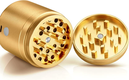 MANUAL Grinder AUTOMATIC Dispenser Large 2.5" Aluminum Alloy, for HOME & KITCHEN ONLY (Gold)