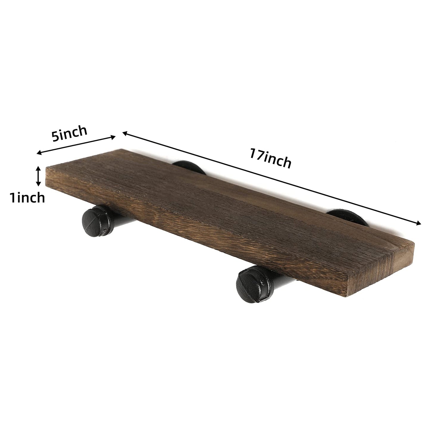 Home TZH Wall Mounted Floating Shelves, Floating Shelves with Industrial Pipe Brackets Set of 4 Rustic Wood Storage Shelf for Bedroom Living Room Bathroom Kitchen Office and More (4, Brown)