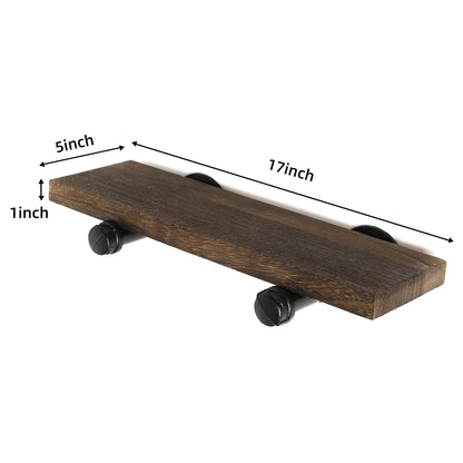 Home TZH Wall Mounted Floating Shelves, Floating Shelves with Industrial Pipe Brackets Set of 4 Rustic Wood Storage Shelf for Bedroom Living Room Bathroom Kitchen Office and More (4, Brown)