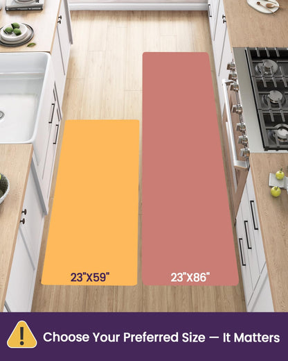 DEXI Kitchen Floor Mats Cushioned Anti Fatigue, 23x86 Long Wide Standing Comfort Runner Rug, Waterproof Retro Floral Memory Foam Padded for Front Sink Laundry, Beige Grey