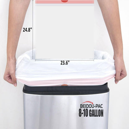 BEIDOU-PAC 8-10 Gallon Trash Bags Drawstring, 600 Count, White & Unscented Garbage Bags Multi-purpose for Business Home Bathroom Kitchen Commercial and Industrial