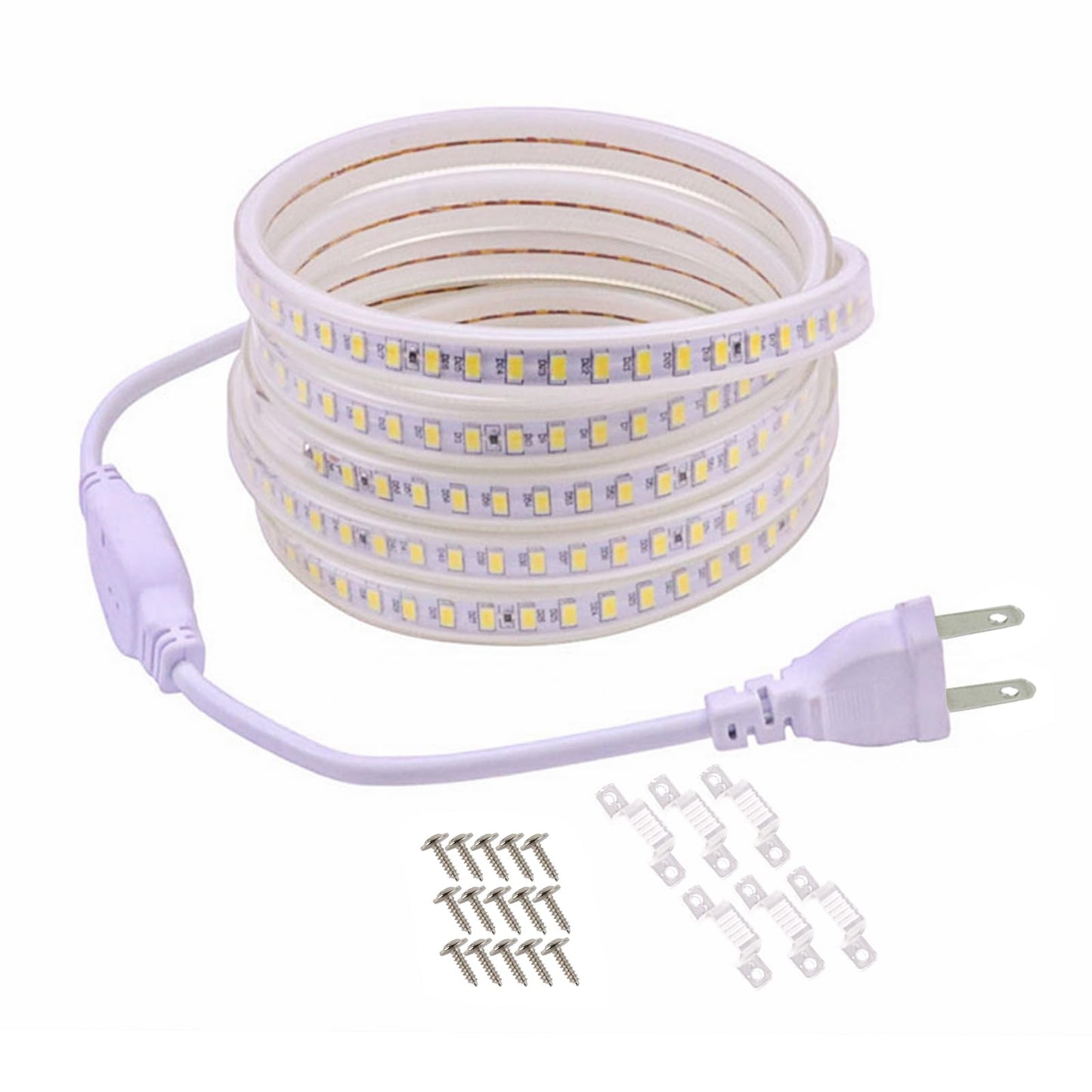 pcningled Outdoor LED Strip Lights Waterproof 32.8FT AC 110V Flexible LED Rope Lights Cool White 6000K 120V Cuttable LED Lights SMD 5730 120LEDs/m for Bedroom Wall Kitchen Cabinets Home Decor