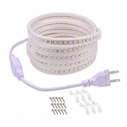 pcningled Outdoor LED Strip Lights Waterproof 32.8FT AC 110V Flexible LED Rope Lights Cool White 6000K 120V Cuttable LED Lights SMD 5730 120LEDs/m for Bedroom Wall Kitchen Cabinets Home Decor