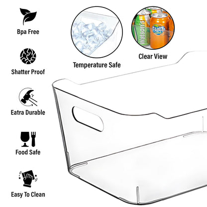 ShelfShaper Plastic Clear Storage Bins with Labels, Home Freezer Refrigerator Pantry Organizers and Storage Containers Fridge Organizer Bins Kitchen Organization Cabinet Medicine Bin for organizing
