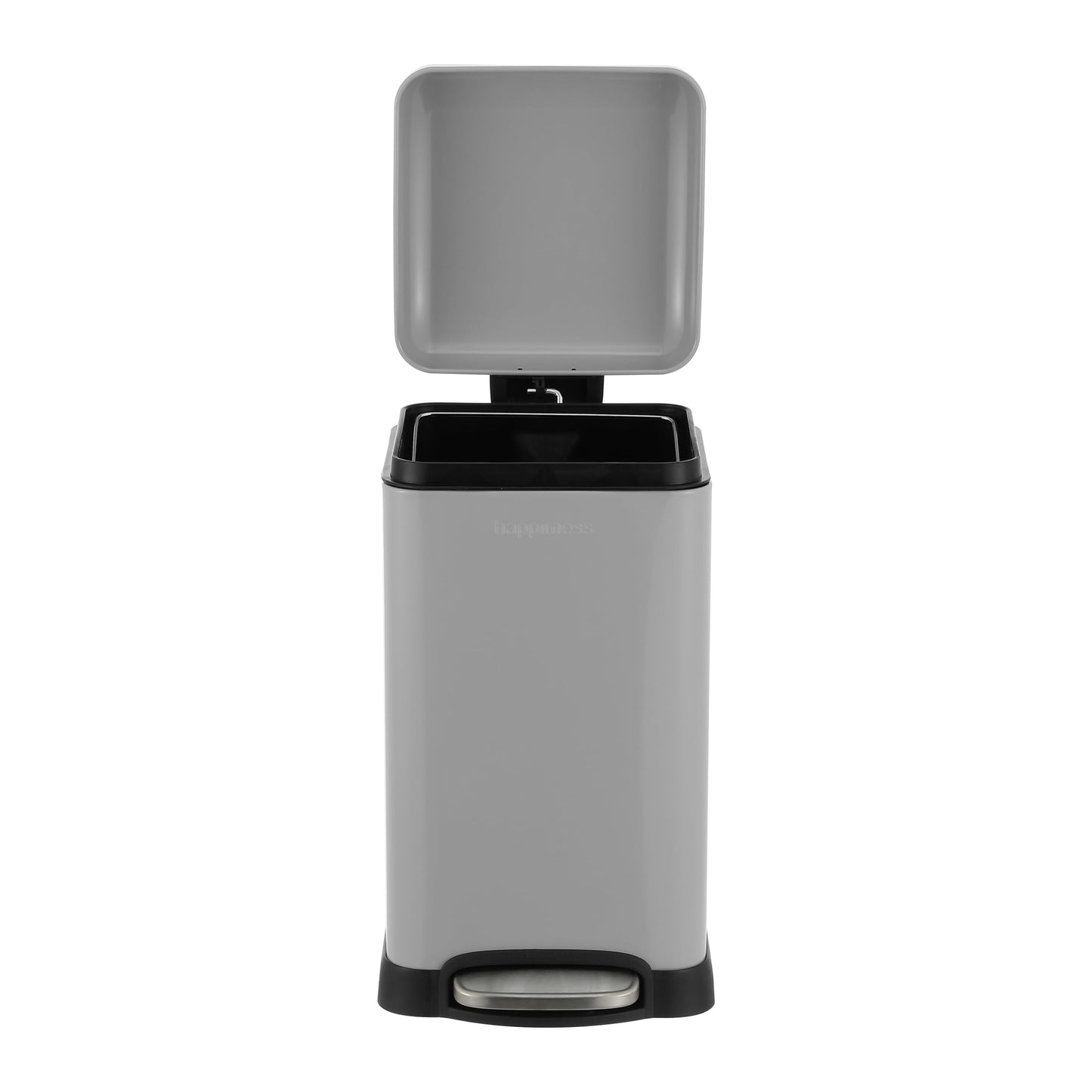 happimess HPM1012E Betty Retro Mini 3.2-Gallon Step-Open Trash Can, Fingerprint Resistant, Modern, Minimalistic for Home, Kitchen, Laundry Room, Office, Bedroom, Bathroom, Fog Gray