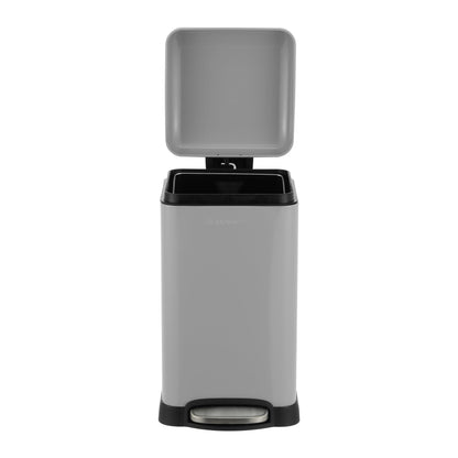 happimess HPM1012E Betty Retro Mini 3.2-Gallon Step-Open Trash Can, Fingerprint Resistant, Modern, Minimalistic for Home, Kitchen, Laundry Room, Office, Bedroom, Bathroom, Fog Gray