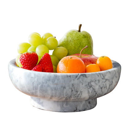 Natural Marble Fruit Bowl for Kitchen Counter, 10.2" Large Luxury Home Decorative Bowl, Modern Pedestal Key Organizer Bowl, 10 lb Heavy Solid Marble Decor for Centerpiece Entryway & Coffee Table