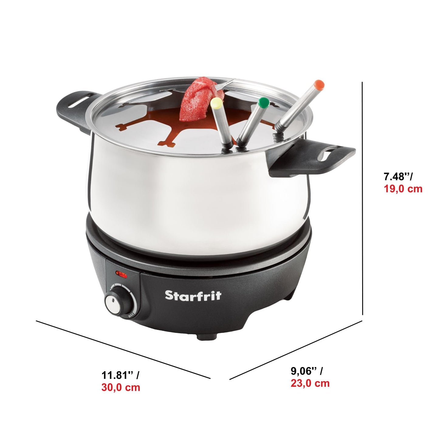Starfrit Electric Fondue 12PC Set - 3L - Quick Release Magnetic Cord - 1500W - Perfect for Cheese & Chocolate